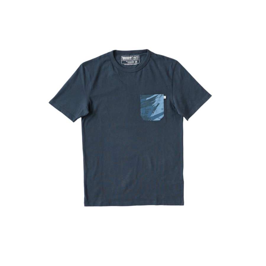 Timberland T Shirts Men's Navy Blue 433 Crew Neck Moderate