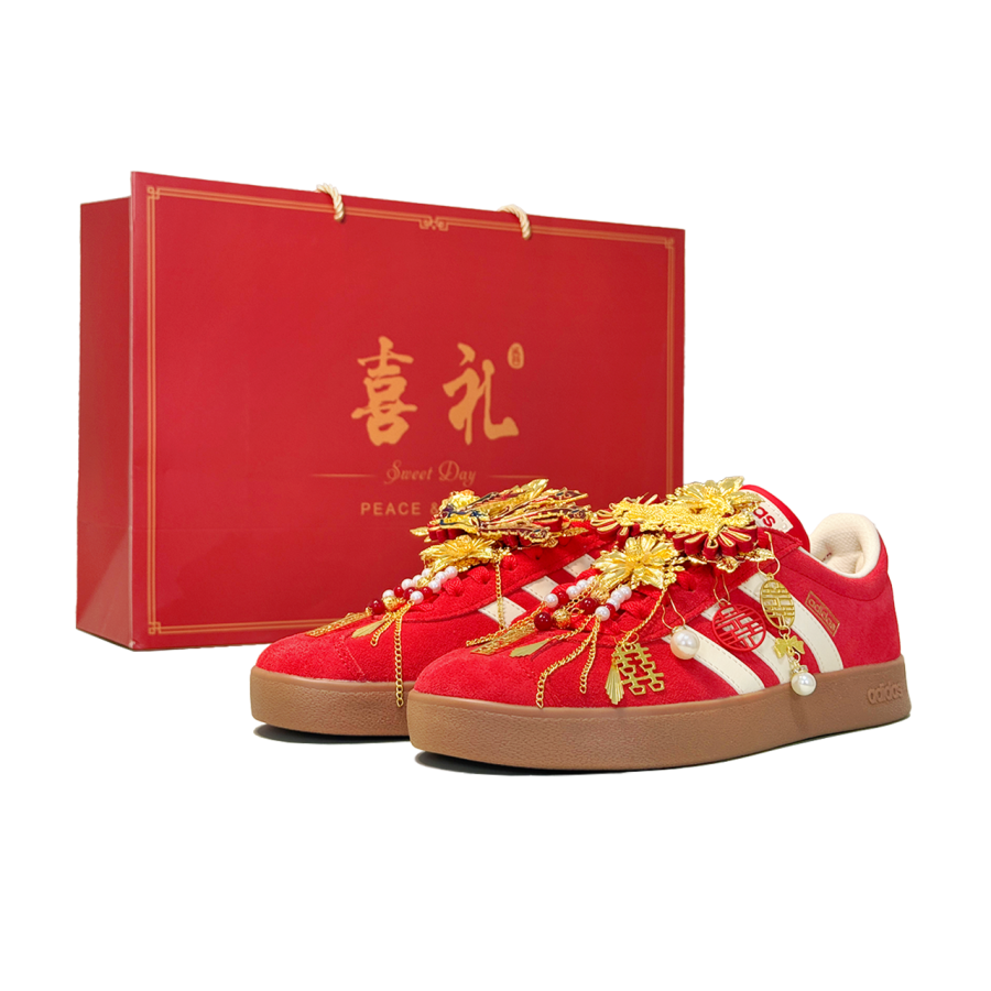 Adidas Adidas Vl Court Classic Auspicious Dragon And Phoenix Low top German Army Trainers Unisex Red