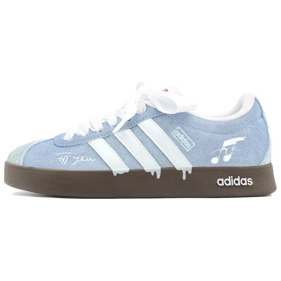 Adidas Adidas VL COURT 2.0 Dusty Blue Love Confession Synthetic Leather, Split Cow Leather Cushioning Abrasion Resistant