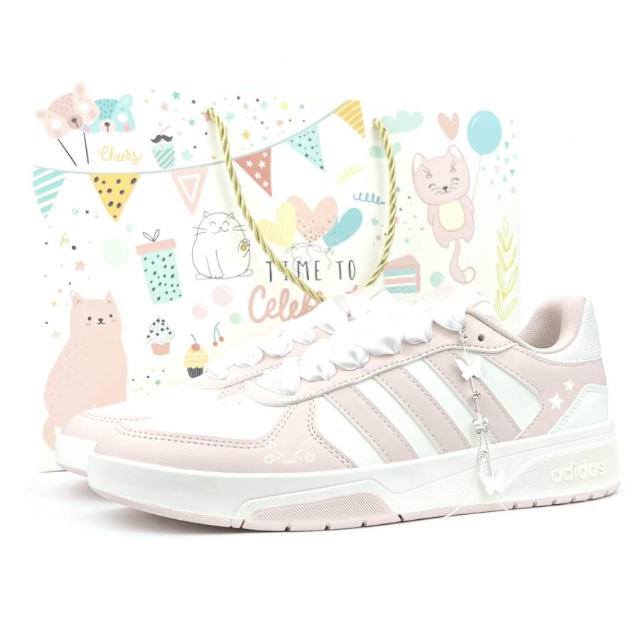 Adidas Adidas COURTBEAT Pu Cushioning Abrasion Resistant Low top Skateboard Shoes Unisex Pink
