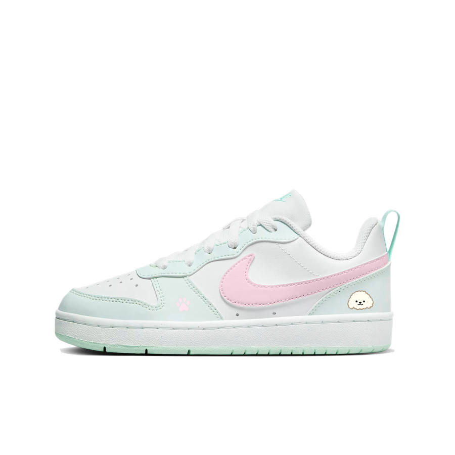 Nike Nike Court Borough Synthetic Leather Cushioning Abrasion Resistant Low top Kids' Skateboarding Shoes Mint Green Powder