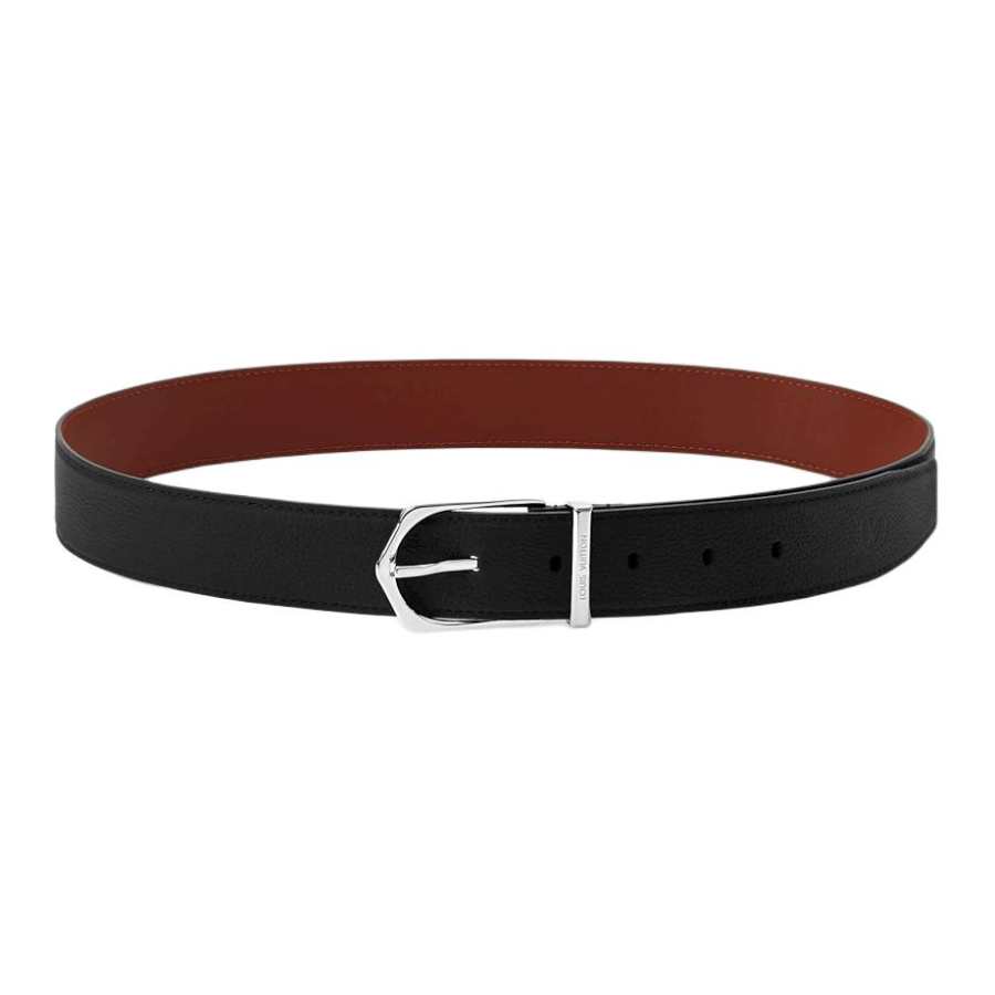 LOUIS VUITTON LOUIS VUITTON Leather Belts Men's Black Width 3.5cm