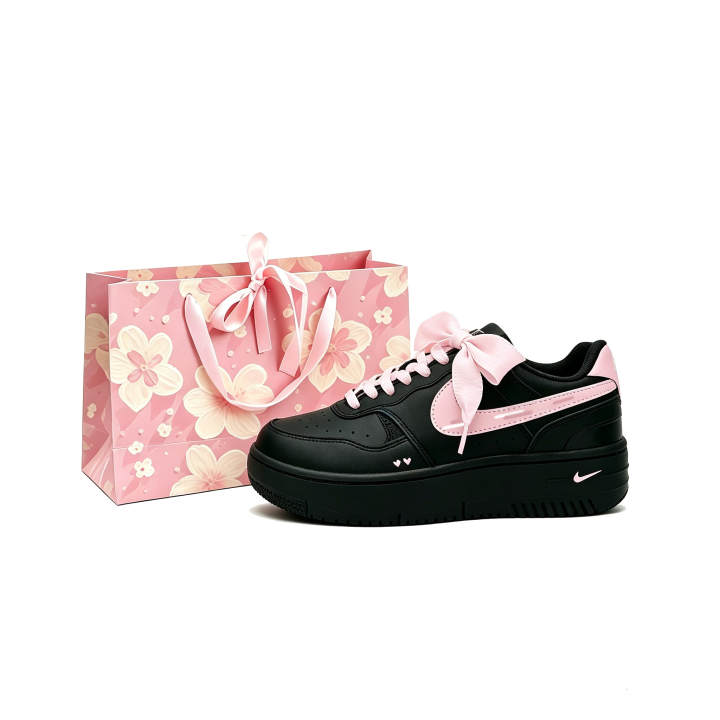 Nike Nike Gamma Force Island Peach Synthetic Leather Abrasion Resistant Low top Skateboard Shoes Unisex Black