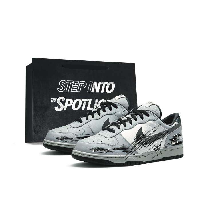 Nike Nike Big Comet Chronicles Coverage Slip Resistant Abrasion Resistant Low top Skateboard Shoes Men's Black White Gray
