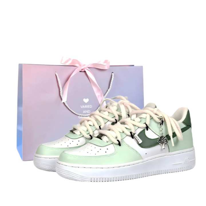 Nike Nike Air Force 1 Height Increasing Slip Resistant Low top Skateboard Shoes Women's White Green