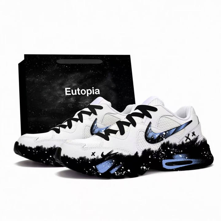 Nike Nike Air Max Fusion Cushioning Abrasion Resistant Low top Running Shoes Men's Black White