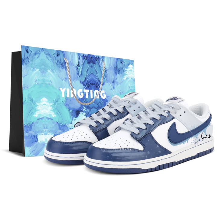 Nike Nike Dunk Low top Skateboard Shoes Men's White Blue