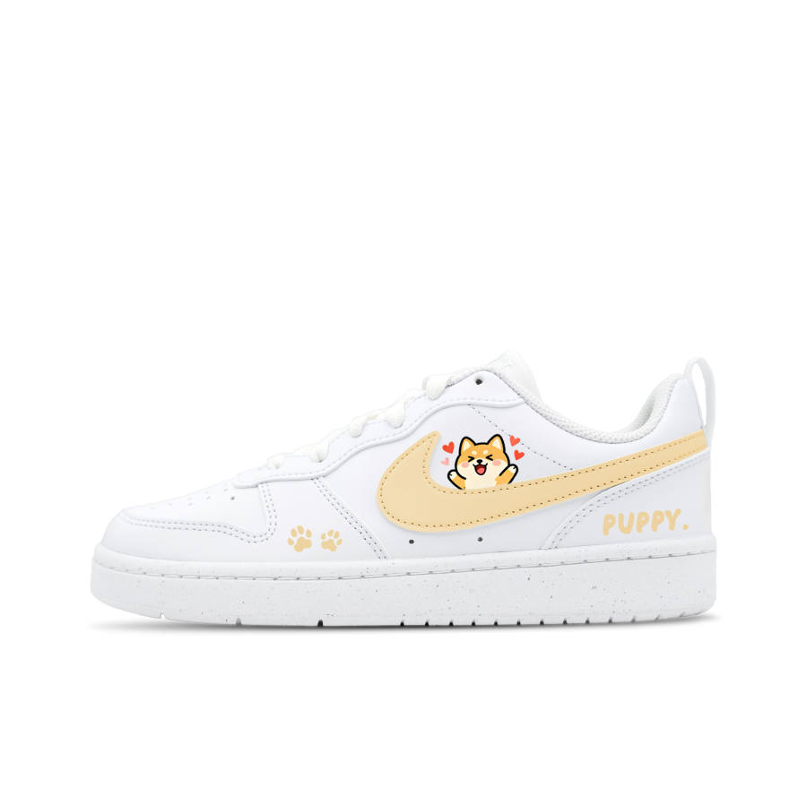 Nike Nike Court Borough Shiba Inu Low top Kids' Skateboarding Shoes Yellow White Teenagers