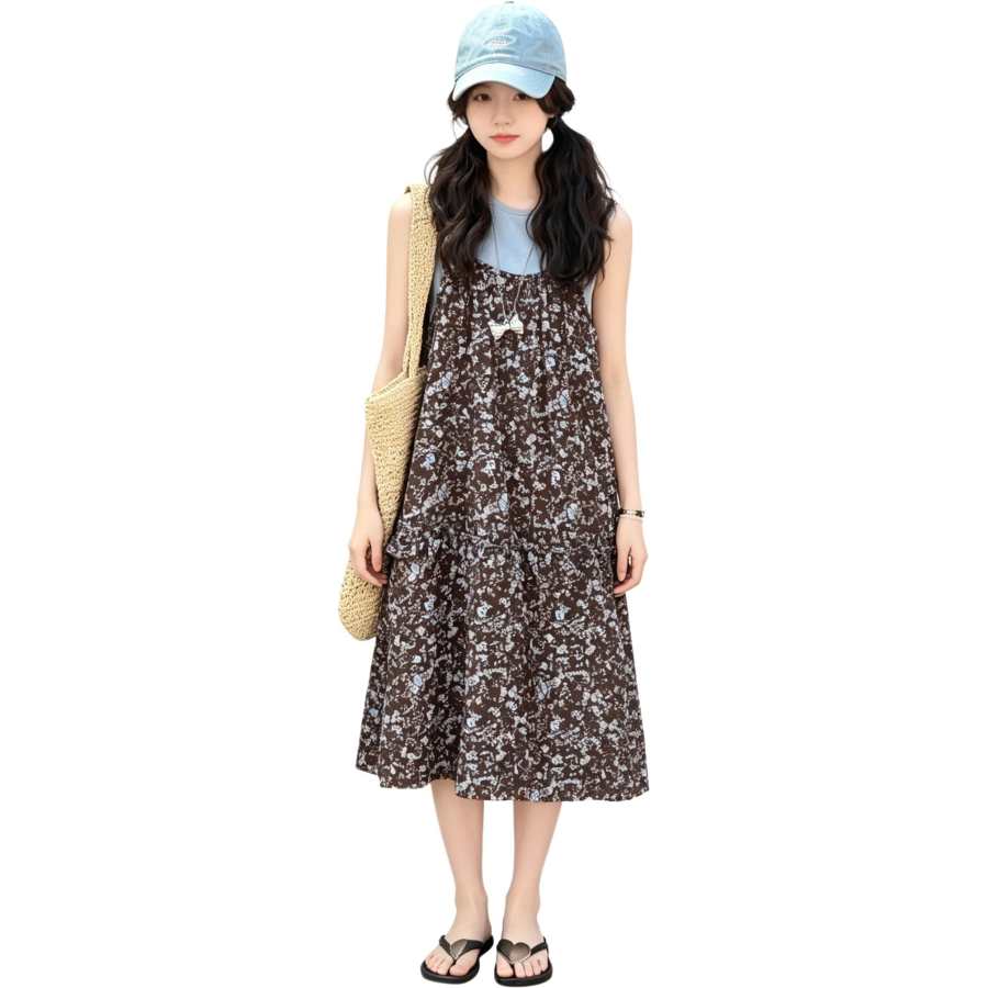 YALU Grade School Two Piece Skirt Sets Camisole Moderate Midi Skirt