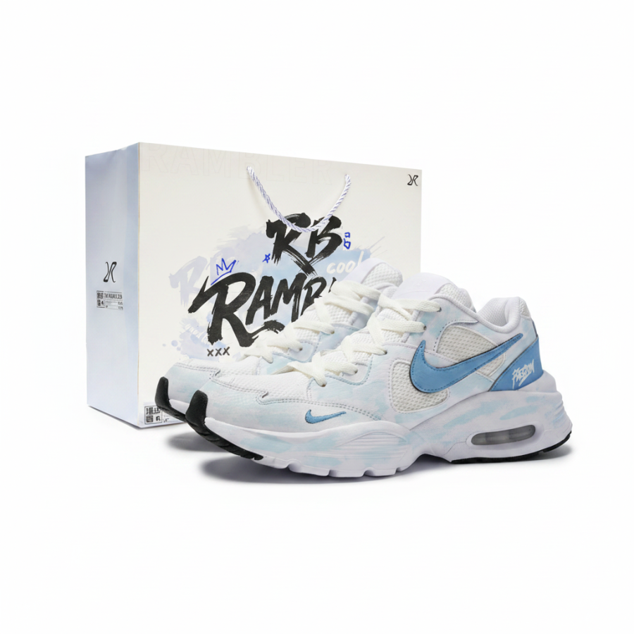 Nike Nike Air Max Fusion Leather Slip Resistant Low top Running Shoes Unisex Blue