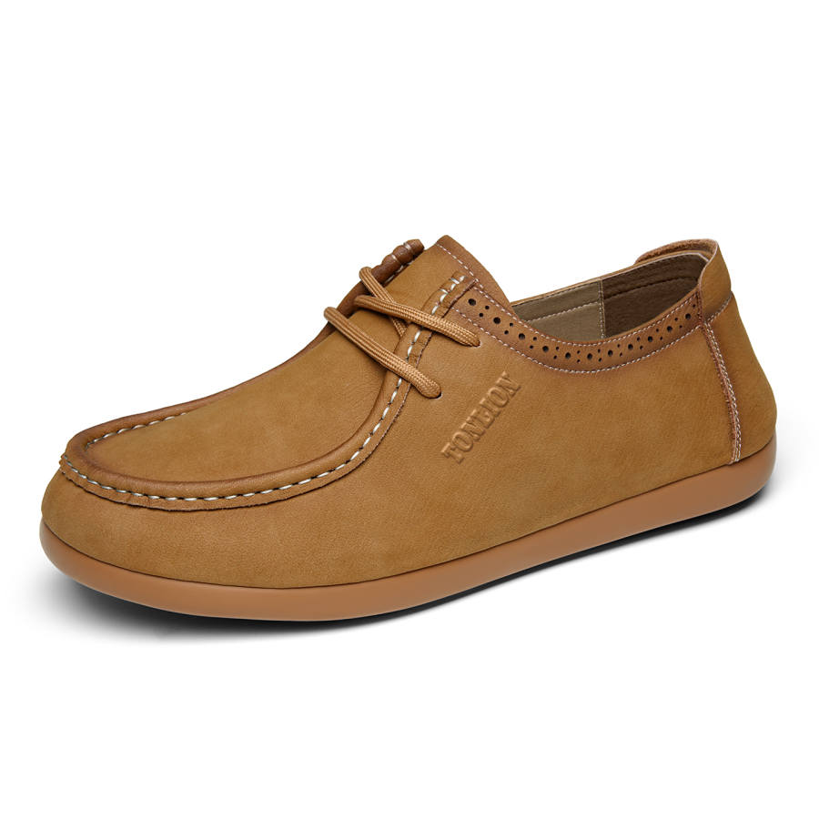 Tonlion Breathable And Versatile Cow Split Leather Gommino Loafers Men's