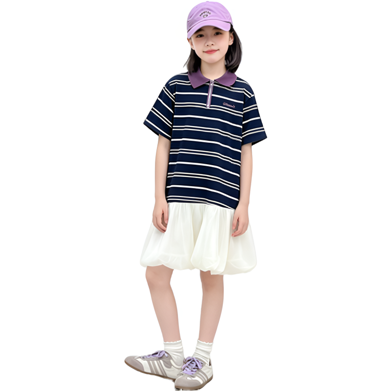 YALU Grade School Dresses Lapel Moderate Midi Skirt