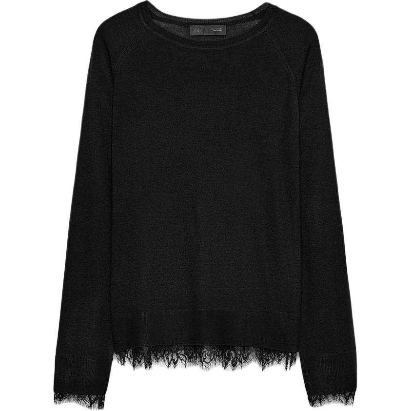 ZARA Knitwear Women's Black Crew Neck Moderate