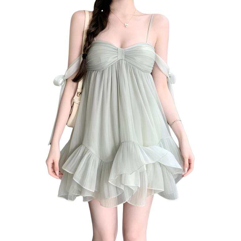 SIXUSICHOU Slip Dresses Women's Image Color Camisole Moderate Short Skirt