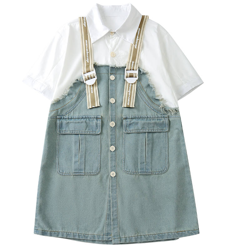 YALU Grade School Two Piece Skirt Sets Polo Collar Thin Short Skirt