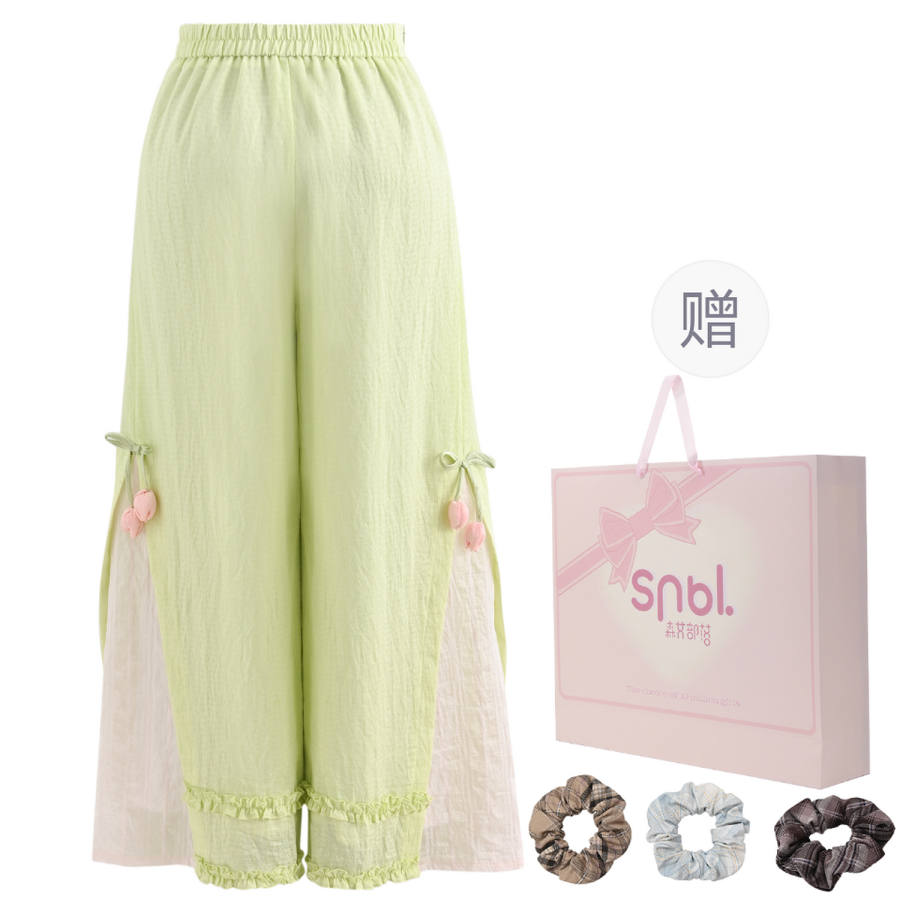 SNBL Casual Pants Women's Green Moderate Wide Leg Pants