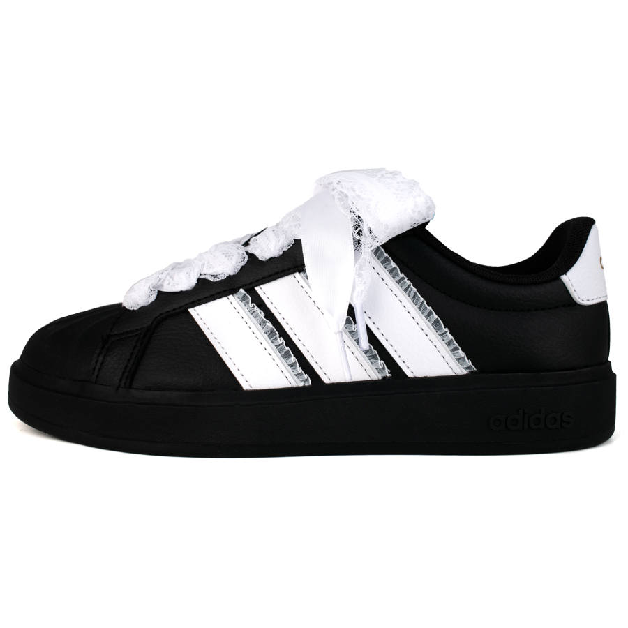 Adidas Adidas Street Talk Lazy Leather Waterproof And Breathable Low top Kids' Skateboarding Shoes Black White Unisex