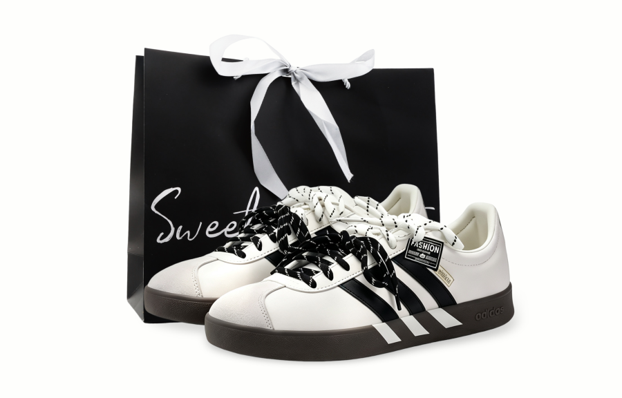 Adidas Adidas Vl Court Classic Abrasion Resistant Lightweight Low top Skateboard Shoes Unisex Ecru