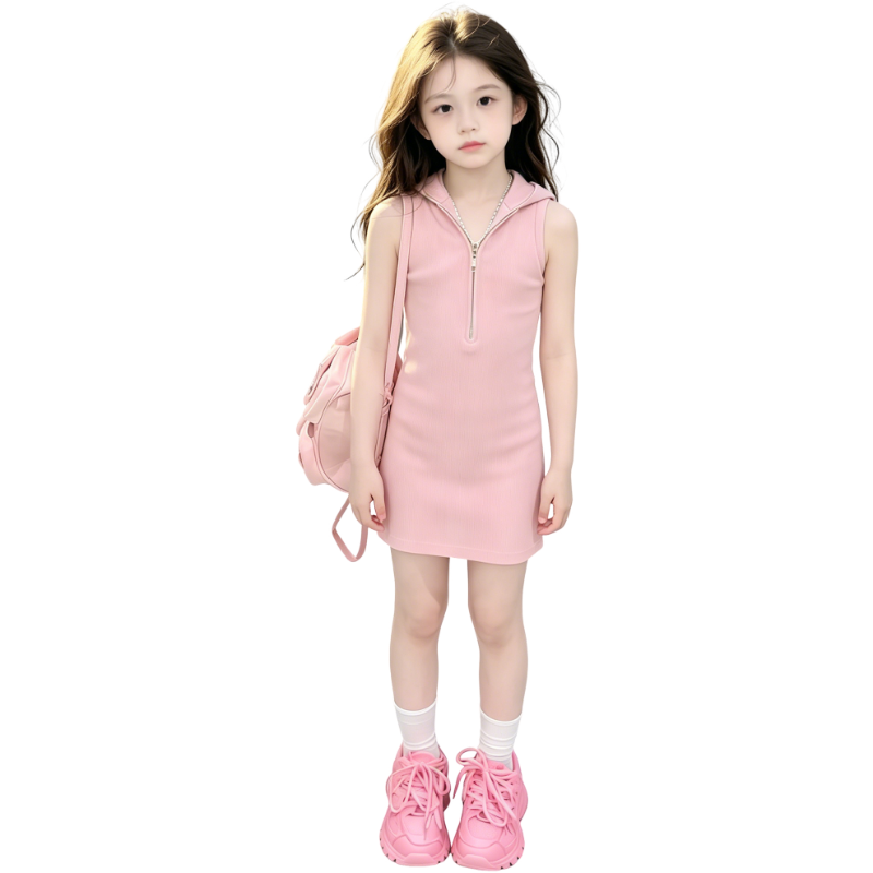 YALU Grade School Dresses Crew Neck Moderate Midi Skirt