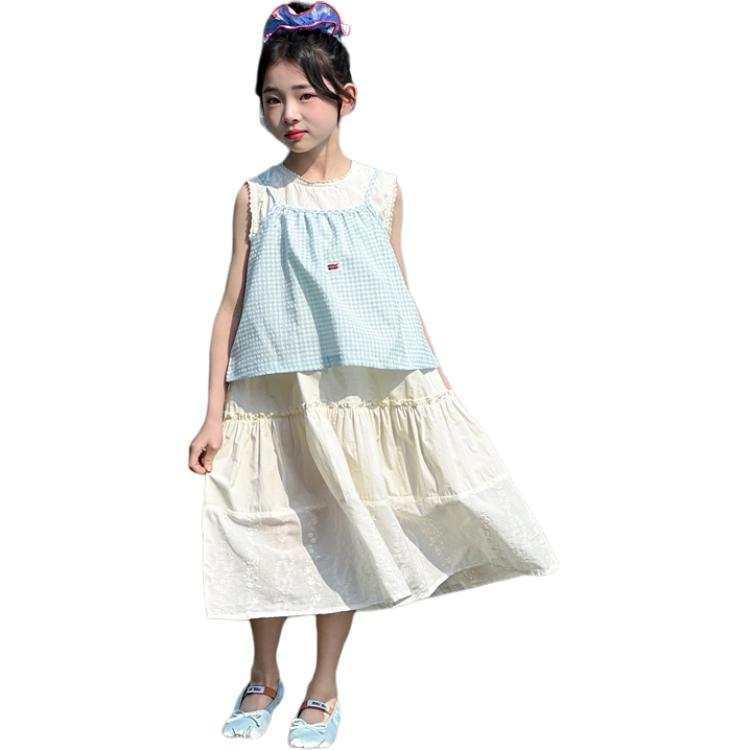 YALU Grade School Two Piece Skirt Sets Camisole Moderate Midi Dress