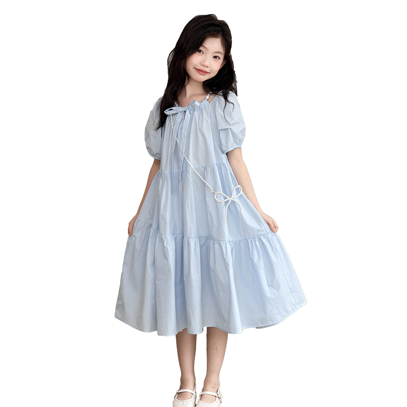 YALU Grade School Dresses Crew Neck Moderate Midi Skirt