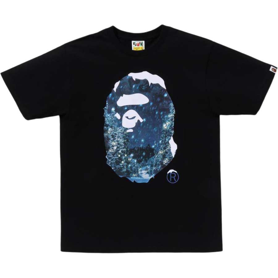 A BATHING APE Bape Christmas Photo Ape Head Tee
