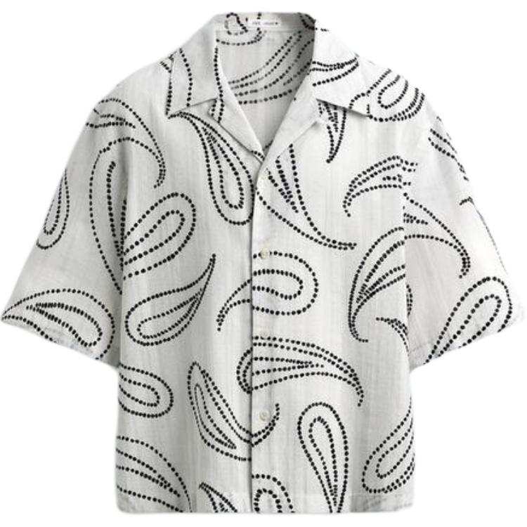ZARA Shirts Unisex White Cuban Collar Moderate Other