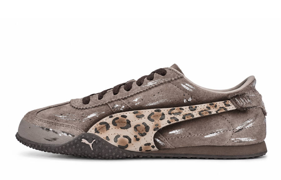 PUMA Bella UT 811 Manufacturing, Wind Speed Leopard Print Slip Resistant Low top Casual Shoes Women's Brown