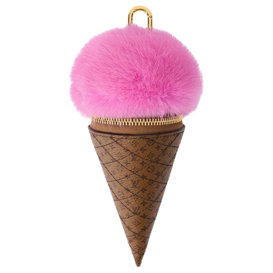 LOUIS VUITTON Fur With Coated Canvas Coin Purse Women's Multicolor