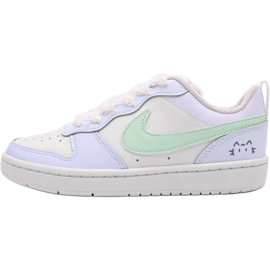 Nike Nike Court Borough Taro Sweetie Leather Waterproof Height Increasing Low top Kids' Skateboarding Shoes Purple Green