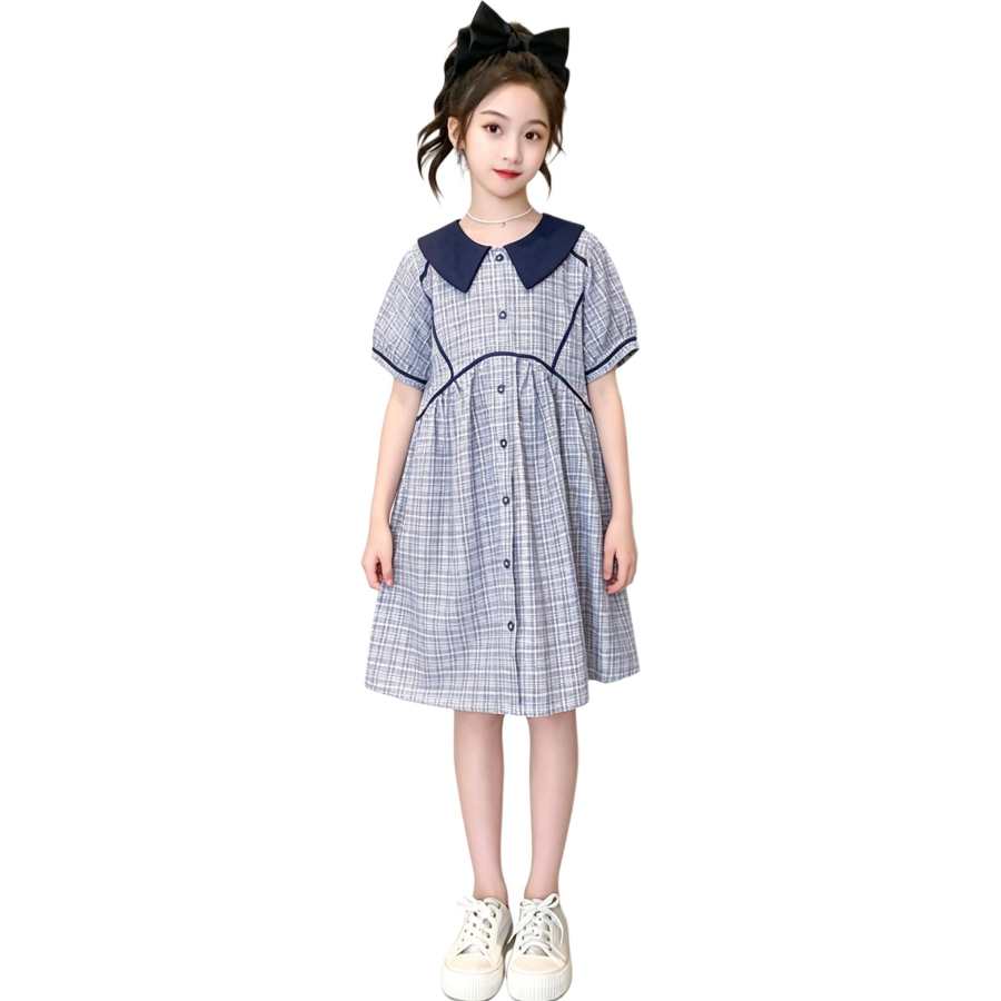 YALU Grade School Dresses Lapel Moderate Midi Skirt