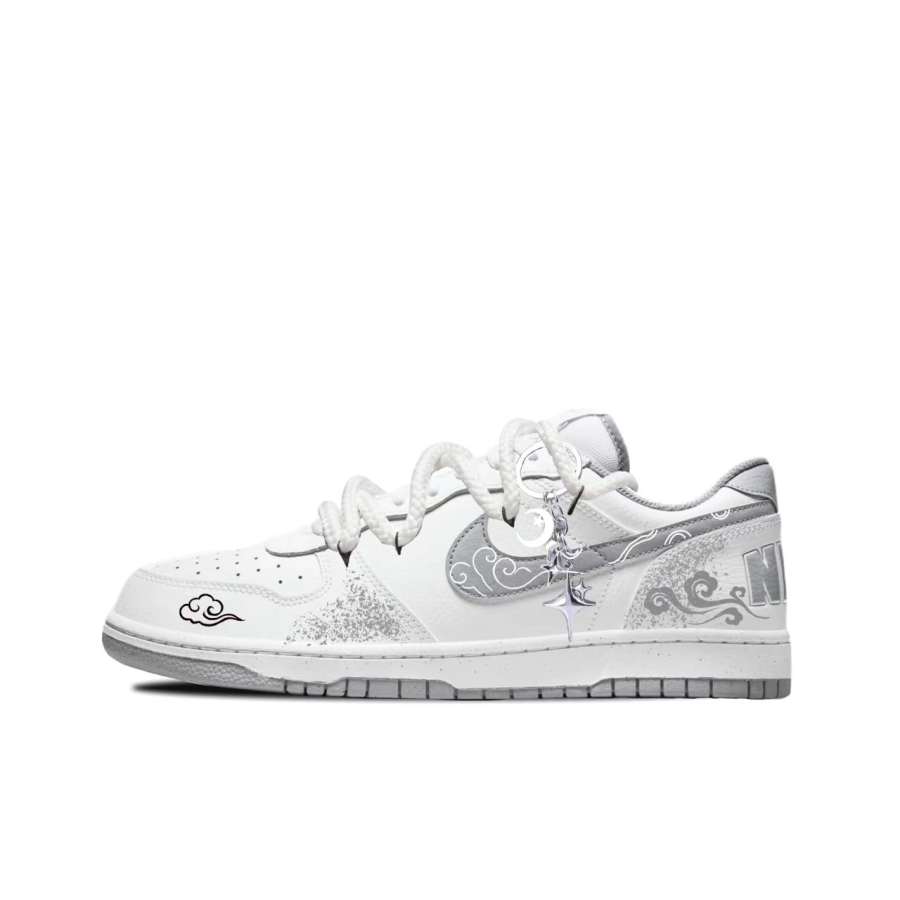 Nike Nike Big Slip Resistant, Abrasion Resistant, Lightweight Casual Skate Shoes Men's White Gray