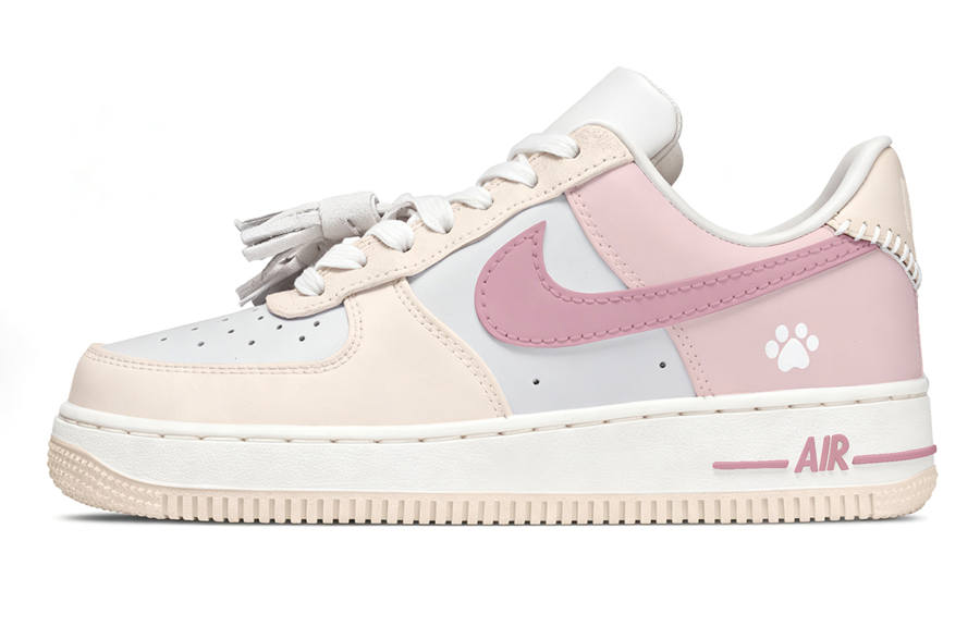 Nike Nike Air Force 1 Peach Claw Slip Resistant Abrasion Resistant Low top Skateboard Shoes Women's Gray Pink