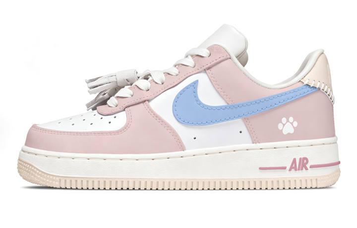 Nike Nike Air Force 1 Pink Mist Meow Language Slip Resistant Abrasion Resistant Low top Skateboard Shoes Women's Blue Pink