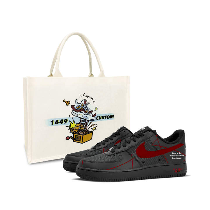 Nike Nike Air Force 1 Low top Skateboard Shoes Unisex Black Red