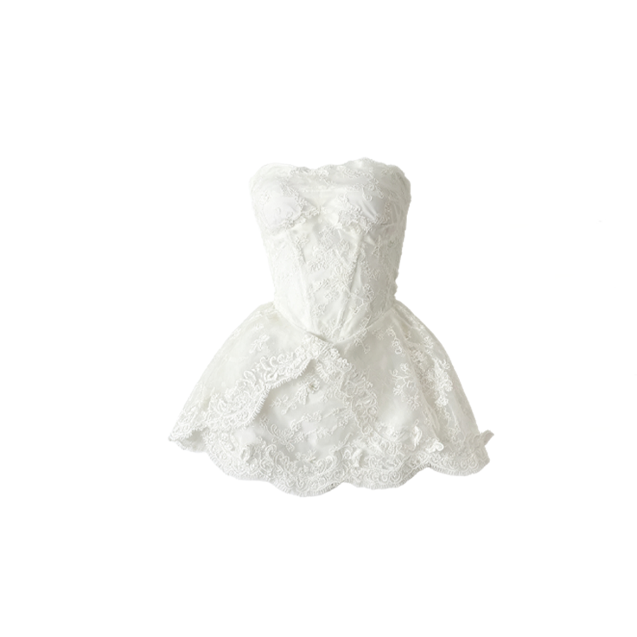 CPAURA Slip Dresses Women's Strapless Top Moderate Short Skirt