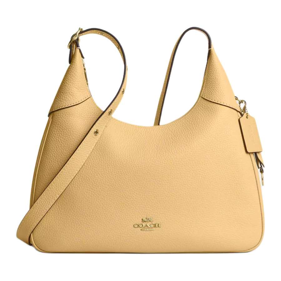 COACH Ella Pebbled Leather Crossbody Bags Large Women's Yellow