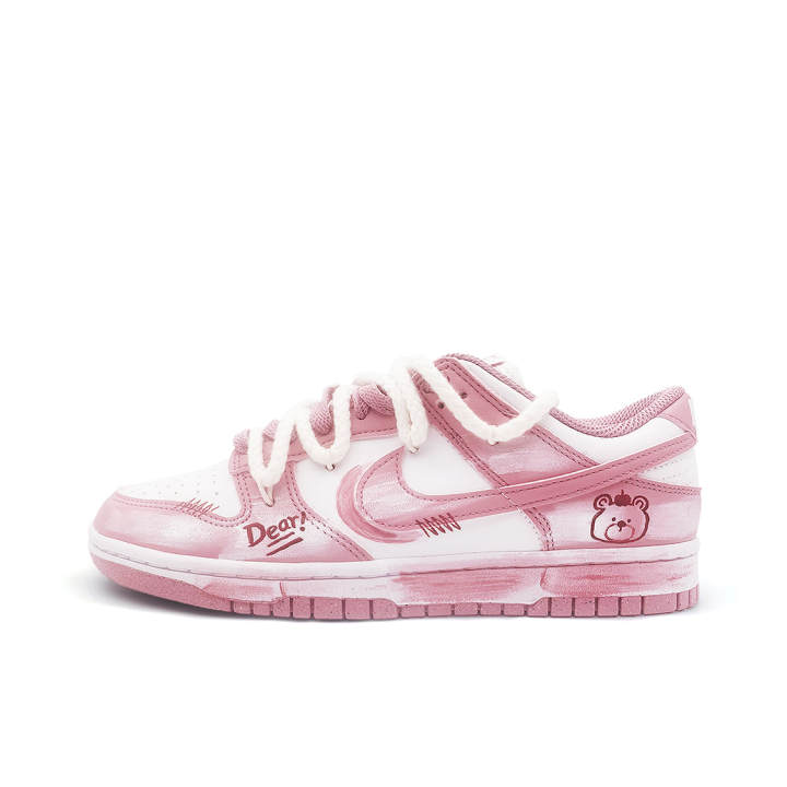 Nike Nike Dunk Pink Cherry Bear Slip Resistant Abrasion Resistant Balance Low top Skateboard Shoes Women's Pink