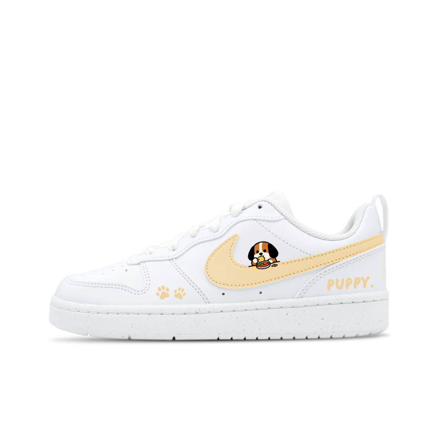 Nike Nike Court Borough Big Bear Low top Kids' Skateboarding Shoes Yellow White Teenagers