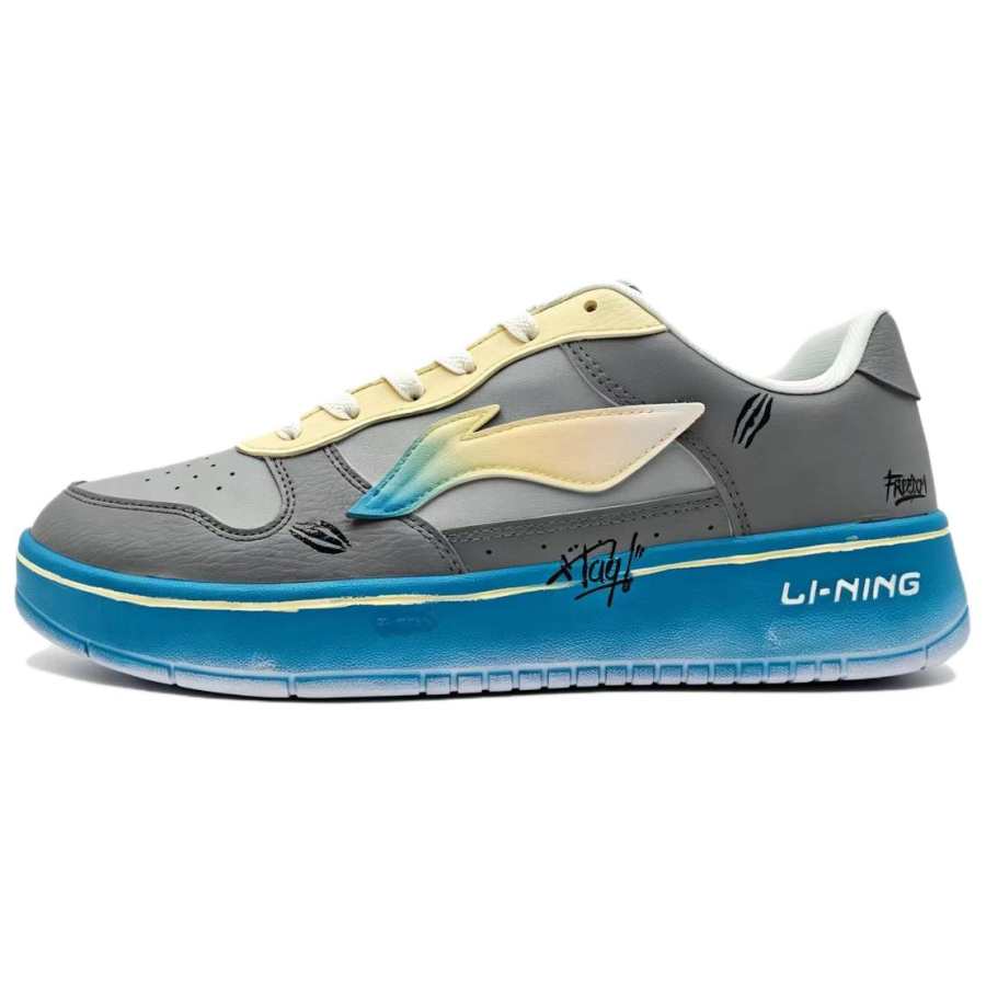 Li-Ning Li Ning Floating Boat Abrasion Resistant Lightweight Low top Skateboard Shoes Unisex Gray Blue
