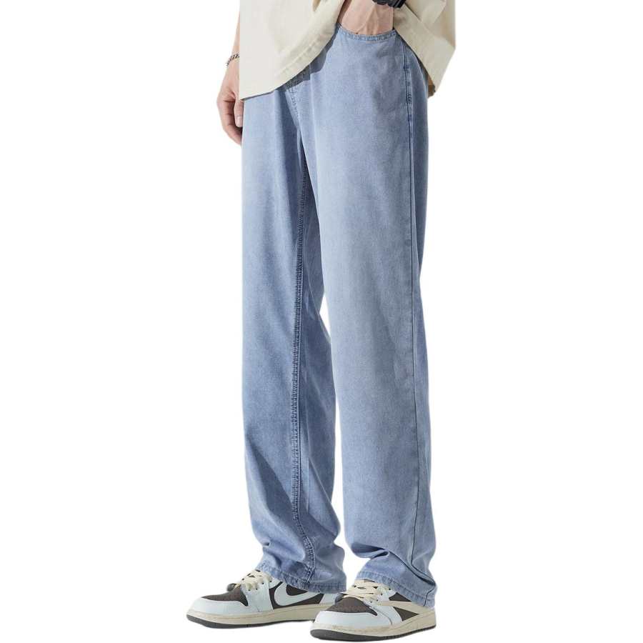 Tonlion Jeans Unisex Light Blue Moderate Straight Fit Pants