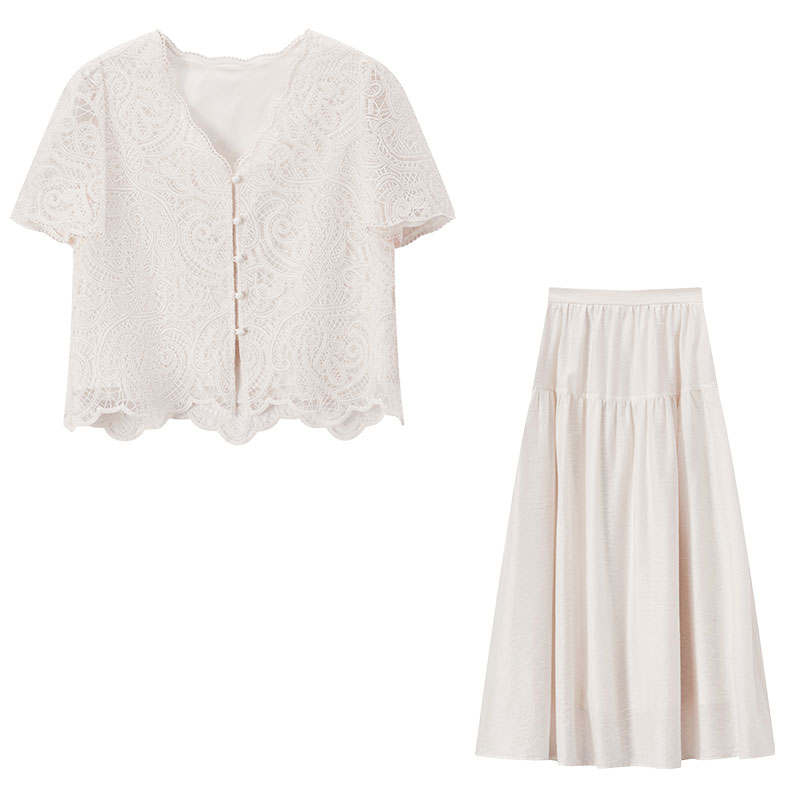 XIANGYING Casual Suits Women's Heron White V Neck Moderate