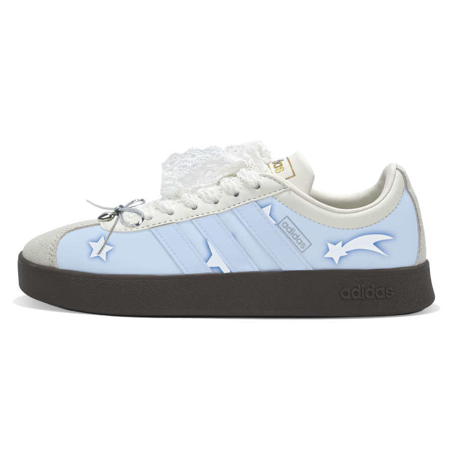 Adidas Adidas Vl Court Classic Synthetic Leather Coverage Balance Lightweight Skateboard Shoes Unisex Blue White