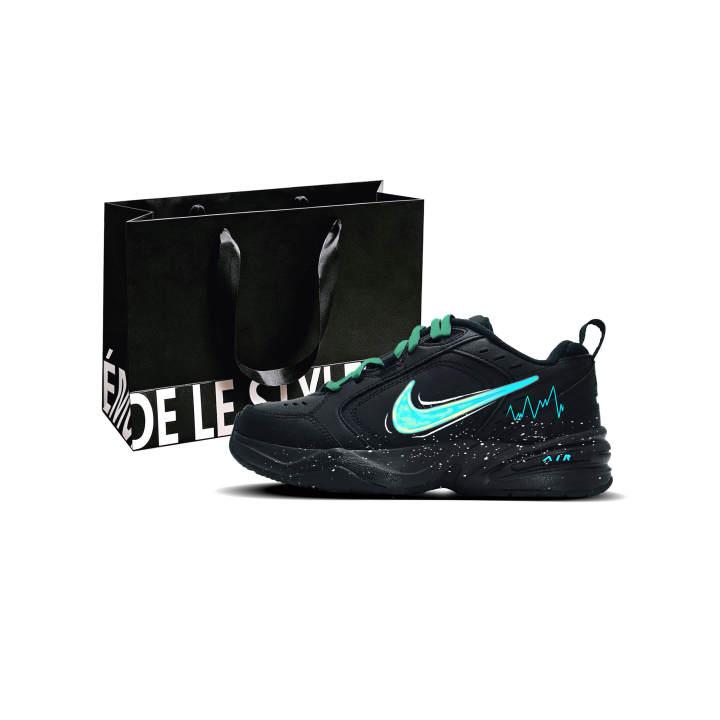 Nike Nike Air Monarch 4 Cyan Teal Synthetic Leather Slip Resistant Low top Chunky Sneakers Unisex Black