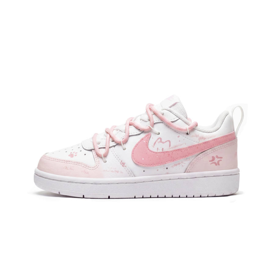 Nike Nike Court Naughty Cat Abrasion Resistant Low top Kids' Skateboarding Shoes Pink Teenagers