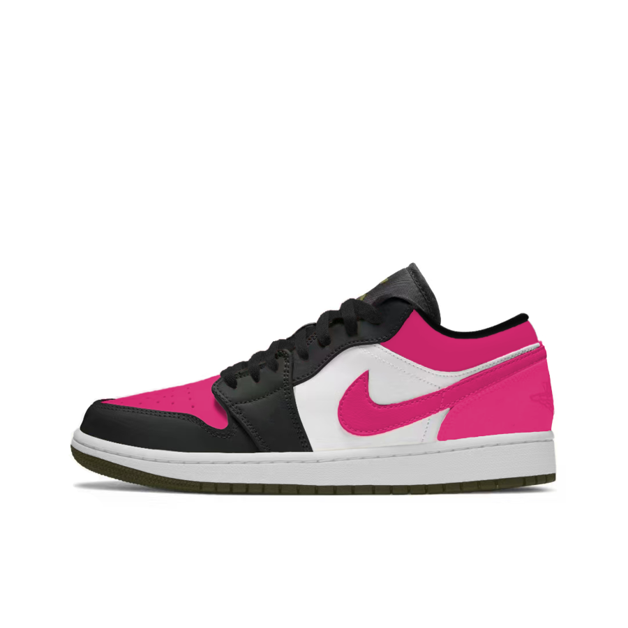 Jordan Jordan Air Jordan 1 Red Berry Candy Slip Resistant Abrasion Resistant Low top Basketball Shoes Women's Pink Black