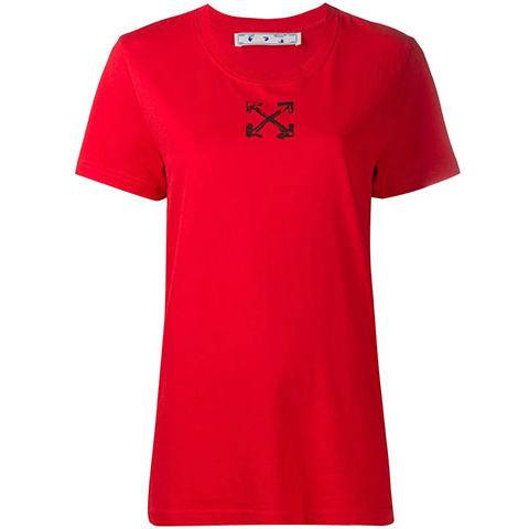 OFF-WHITE OFF WHITE Ss20 T Shirts Women's Red Crew Neck Moderate Straight Fit