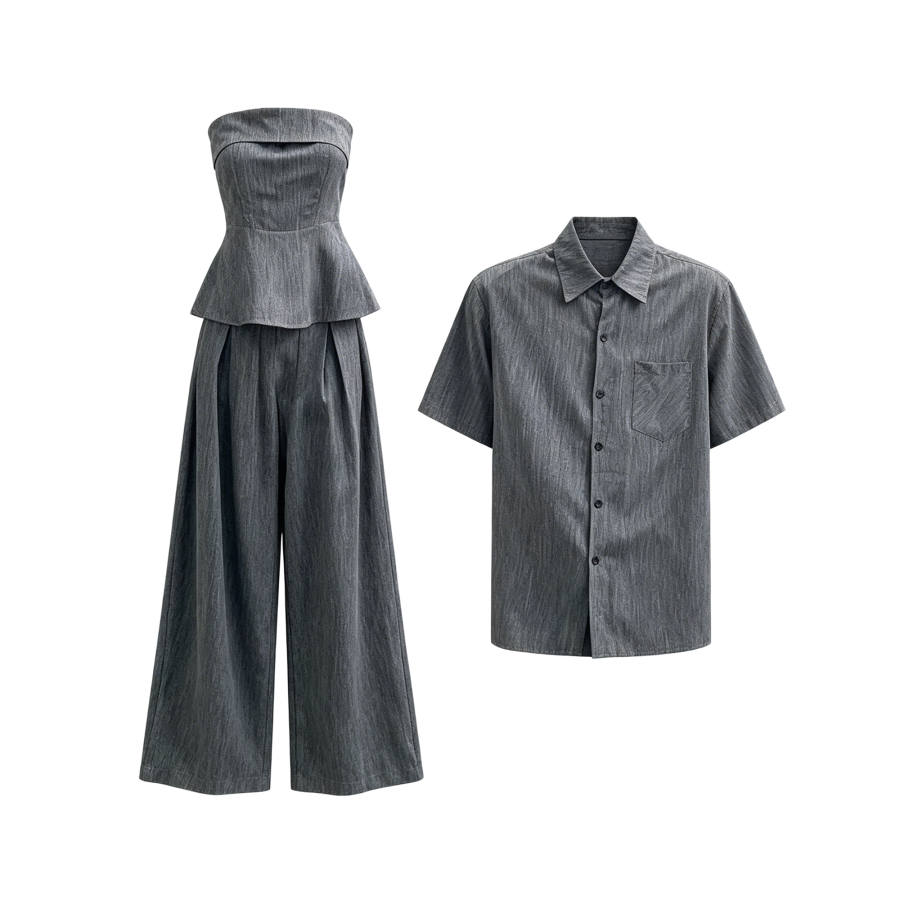 TUSHIFEI Couple Sets Women's Polo Collar Moderate