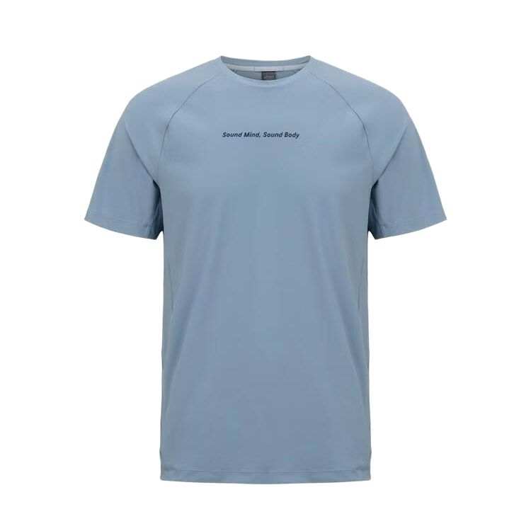 ASICS T Shirts Men's Gray Blue 400 Crew Neck Moderate
