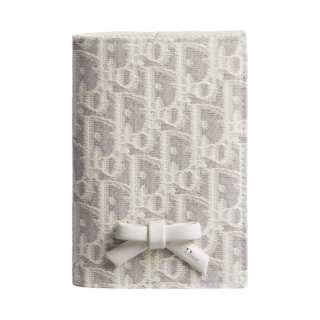 DIOR OBLIQUE Cotton With Canvas And Calfskin Passport Holder Women's Gray